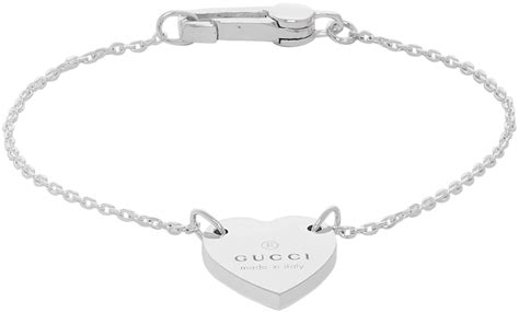 gucci bracelet silver heart|heart bracelet with gucci trademark.